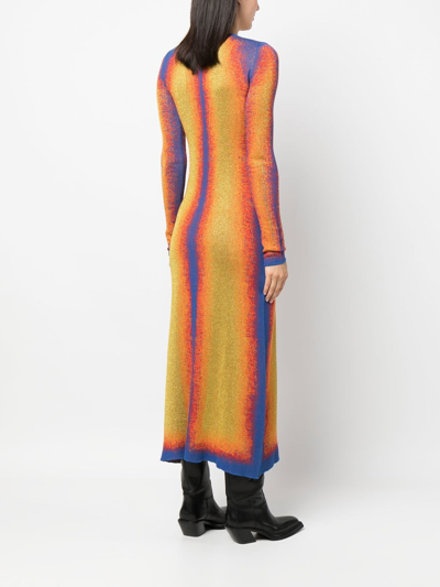 Shop Y/project Contoured-stripe Knitted Dress In Blue