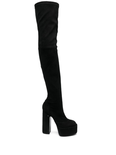 Shop Laurence Dacade Cuissarde Suede 160mm Boots In Black
