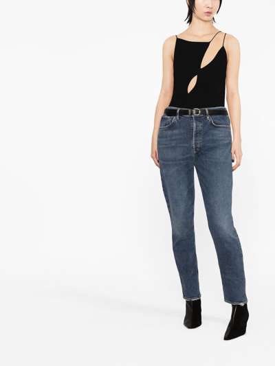 Shop Agolde High-waisted Slim-fit Jeans In Blue