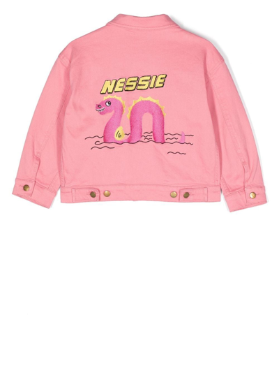 Mini Rodini Pink Jacket For Girl With Nessie In Pink