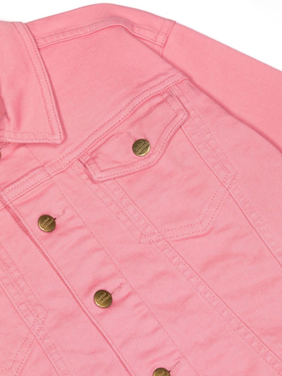 Shop Mini Rodini Button-up Denim Jacket In Pink