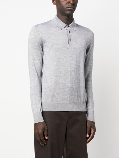 Zegna Cashmere-silk Polo Top In Grey