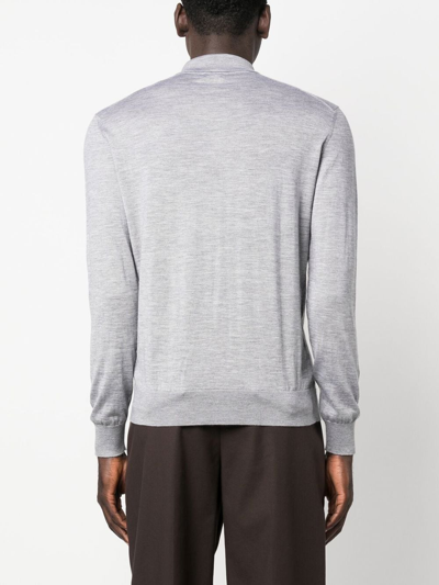 Zegna Cashmere-silk Polo Top In Grey