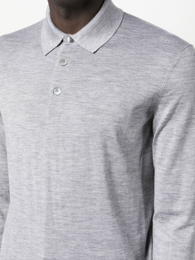 Zegna Cashmere-silk Polo Top In Grey