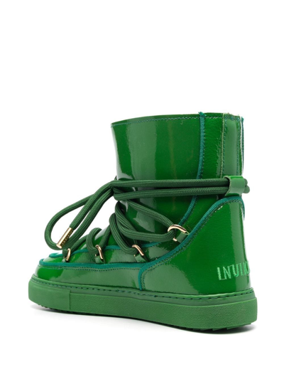 Shop Inuikii Lace-up Leather Ankle Boots In Green