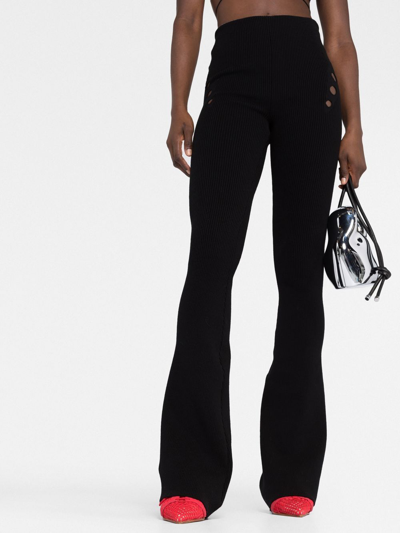 Shop Jean Paul Gaultier High-waisted Knitted Trousers In Black