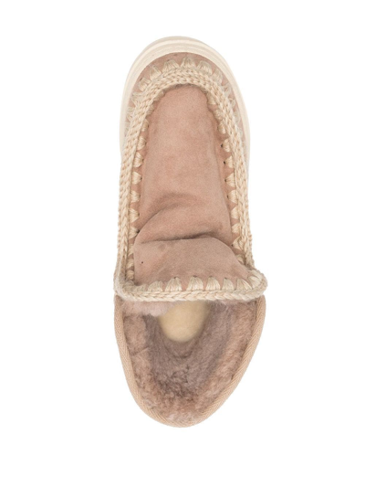 Mou Crochet Stitch-trim Boots In Brown