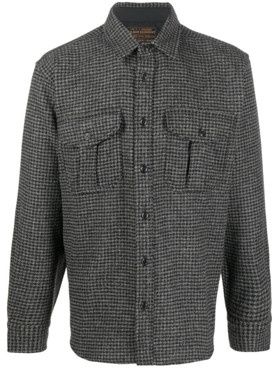 Shop Filson Houndstooth-pattern Wool Shirt In Black