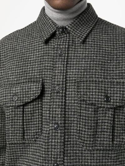 Shop Filson Houndstooth-pattern Wool Shirt In Black