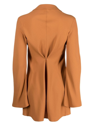 Kiko Kostadinov Cut-out Front-slit Blouse In Brown