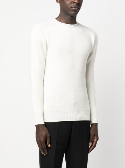 Shop Tagliatore Ribbed-knit Virgin Wool Jumper In White