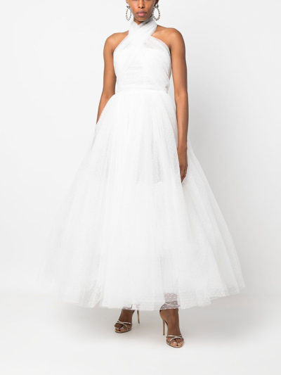 Shop Giambattista Valli Halterneck Tulle Dress In White