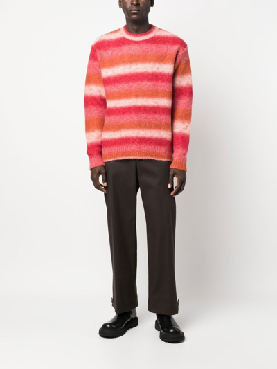 Shop Wooyoungmi Horizontal Stripe Knit Jumper In Red