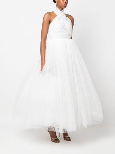 Giambattista Valli Halterneck Tulle Dress In White