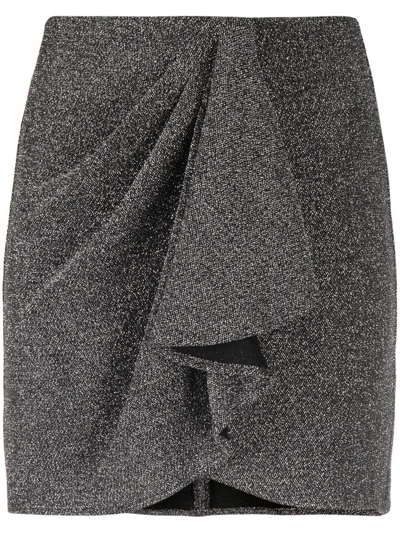 Isabel Marant Étoile Marant Étoile Woman Mini Skirt Black Size 8 Polyamide, Metallic Polyester, Elastane In Silver