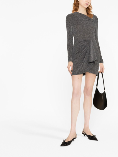 Isabel Marant Étoile Marant Étoile Woman Mini Skirt Black Size 8 Polyamide, Metallic Polyester, Elastane In Silver