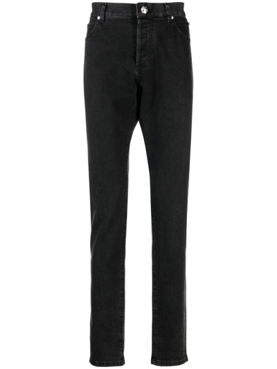 Shop Balmain Mid-rise Straight-leg Jeans In Black