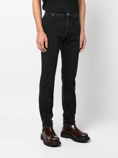 Balmain Black Mid Rise Jeans In Black