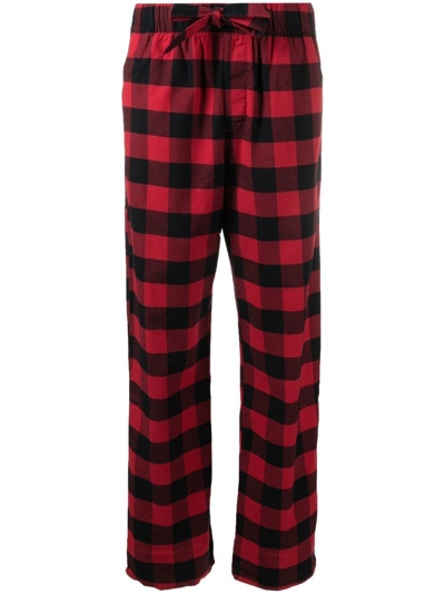 Shop Tekla Check Pyjama Trousers In Red
