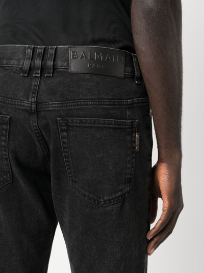 Shop Balmain Mid-rise Straight-leg Jeans In Black