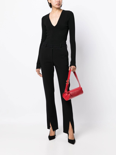 Shop Victoria Beckham Deep V-neck Bodysuit In Black