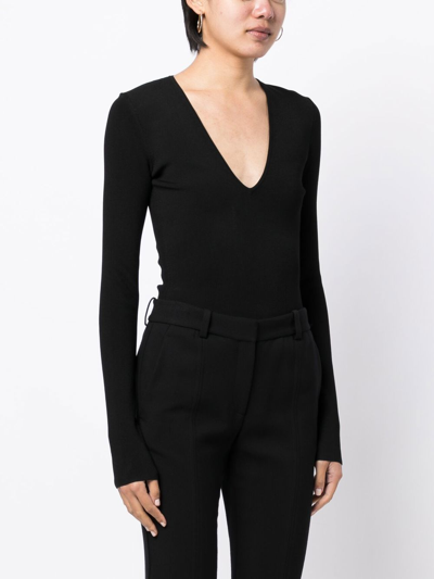 Shop Victoria Beckham Deep V-neck Bodysuit In Black