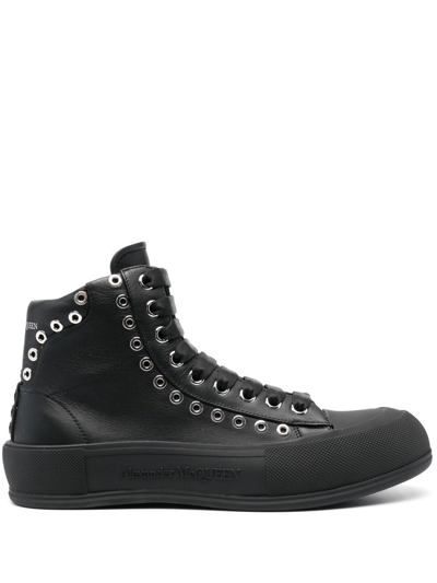 Shop Alexander Mcqueen Plimsoll High-top Sneakers In Black
