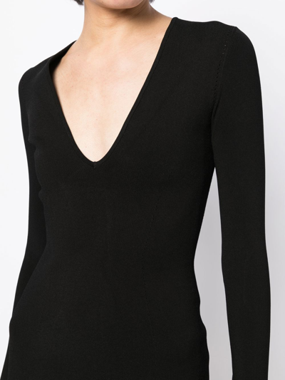 Shop Victoria Beckham Deep V-neck Midi-dress In Black