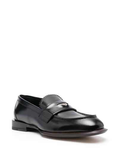 Alexander Mcqueen Coin-embellished Penny Loafers In Black