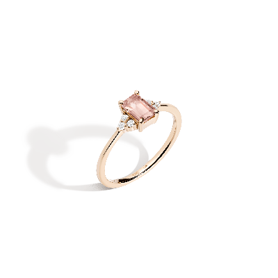 Aurate New York Vintage-inspired Emerald Cut Ring (morganite) In White