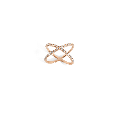 Aurate New York X Ring With White Diamonds In Rose