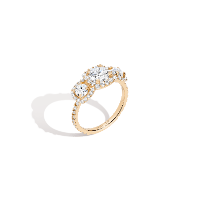 Aurate New York Pavé Round Tri-diamond Ring In White