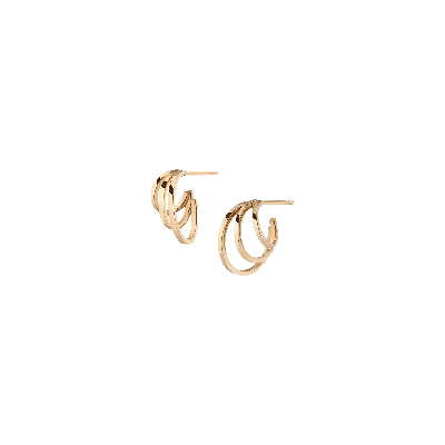 Shop Aurate New York Mini Deco Triple Hoop Earrings In Yellow