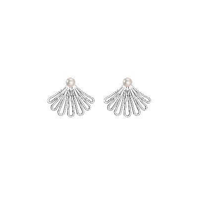 Shop Aurate New York Deco Fan Pearl Earrings In White