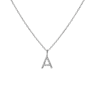 Aurate New York Mini Letter Charm Pendant With White Diamonds In White