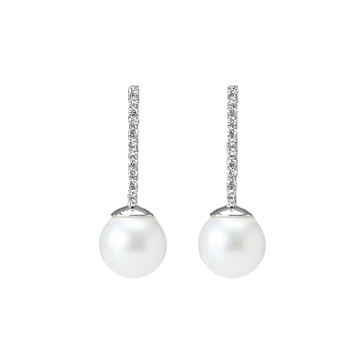 Shop Aurate New York Proud Diamond Pearl Earrings In White