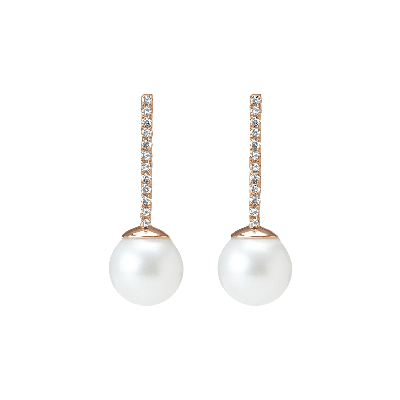 Shop Aurate New York Proud Diamond Pearl Earrings In Rose