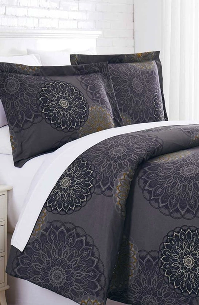 Southshore Fine Linens Premium Collection Oversized Comforter Set In Midnight Floral Black