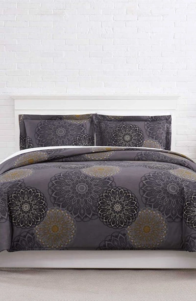 Southshore Fine Linens Premium Collection Oversized Comforter Set In Midnight Floral Black