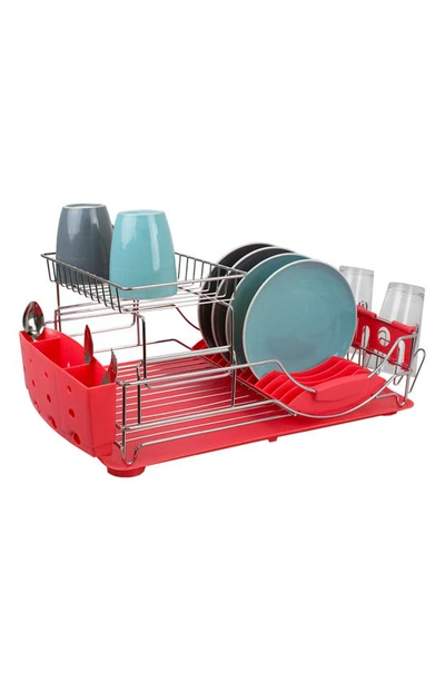 Shop Home Basics 2-tier Deluxe Dish Drying Rack In Drainer
