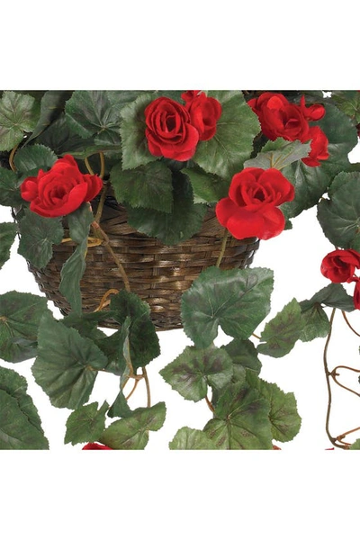 Shop Nearly Natural Begonia Hanging Basket In Red