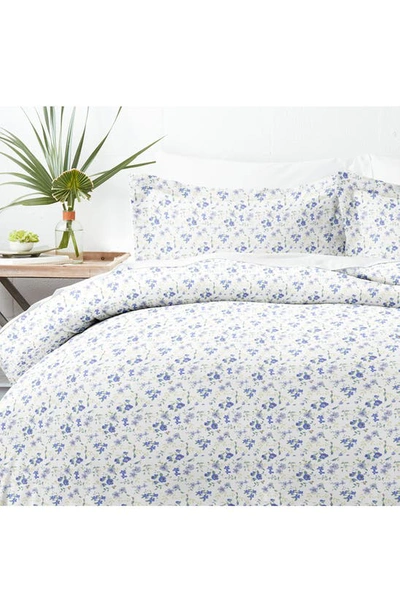 Shop Homespun Home Spun Premium Ultra Soft 3-piece Blossoms Print Duvet Cover Set In Light Blue