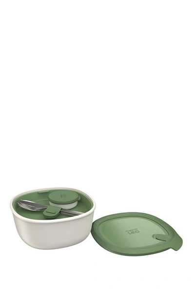 Berghoff Leo To-go 4-piece Salad Bowl & Flatware Set In White, Grey, Mint