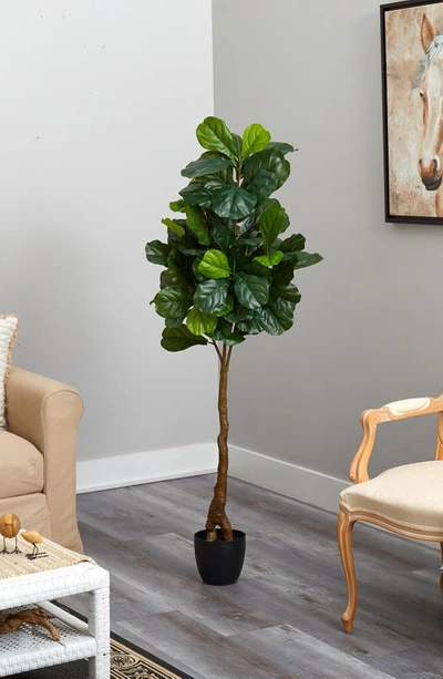 Shop Nearly Natural 64" Fiddle Leaf Artificial Tree In Green