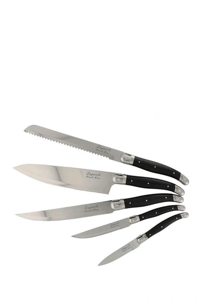 French Home 5-piece Laguiole Kitchen Knife Set In Black