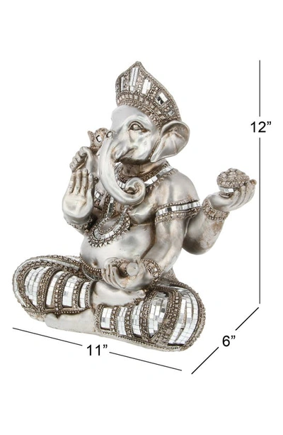 Shop Vivian Lune Home Silvertone Polystone Meditating Ganesh Sculpture With Engraved Carvings And Relief Detailing