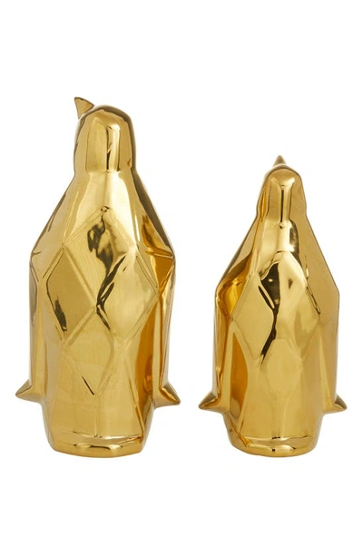 Cosmo By Cosmopolitan Set Of Two Penguin Sculptures In Gold