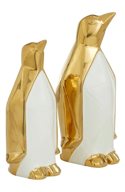 Cosmo By Cosmopolitan Set Of Two Penguin Sculptures In Gold
