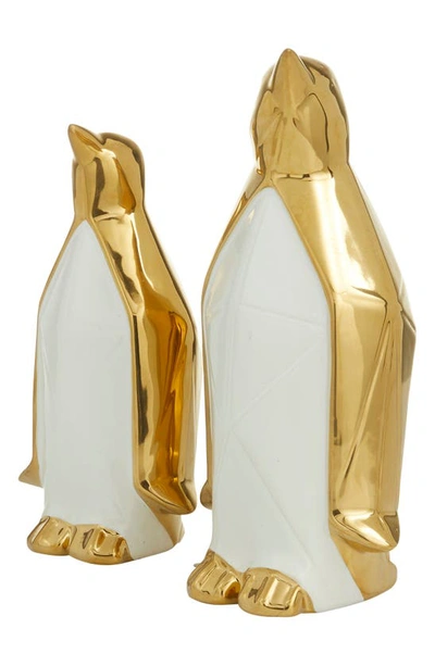 Cosmo By Cosmopolitan Set Of Two Penguin Sculptures In Gold