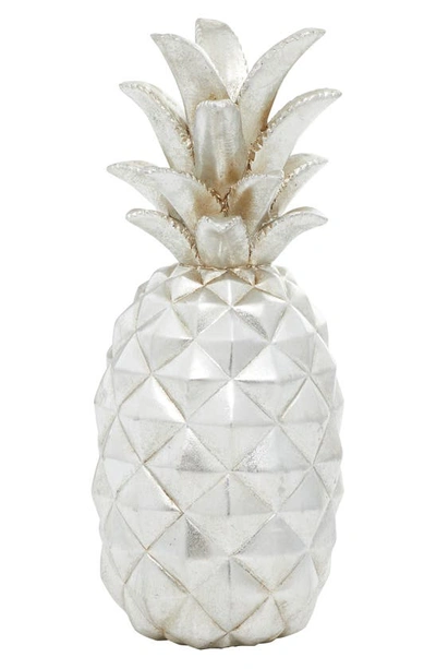 Vivian Lune Home Silver Pineapple Polystone Sculpture In Silver
